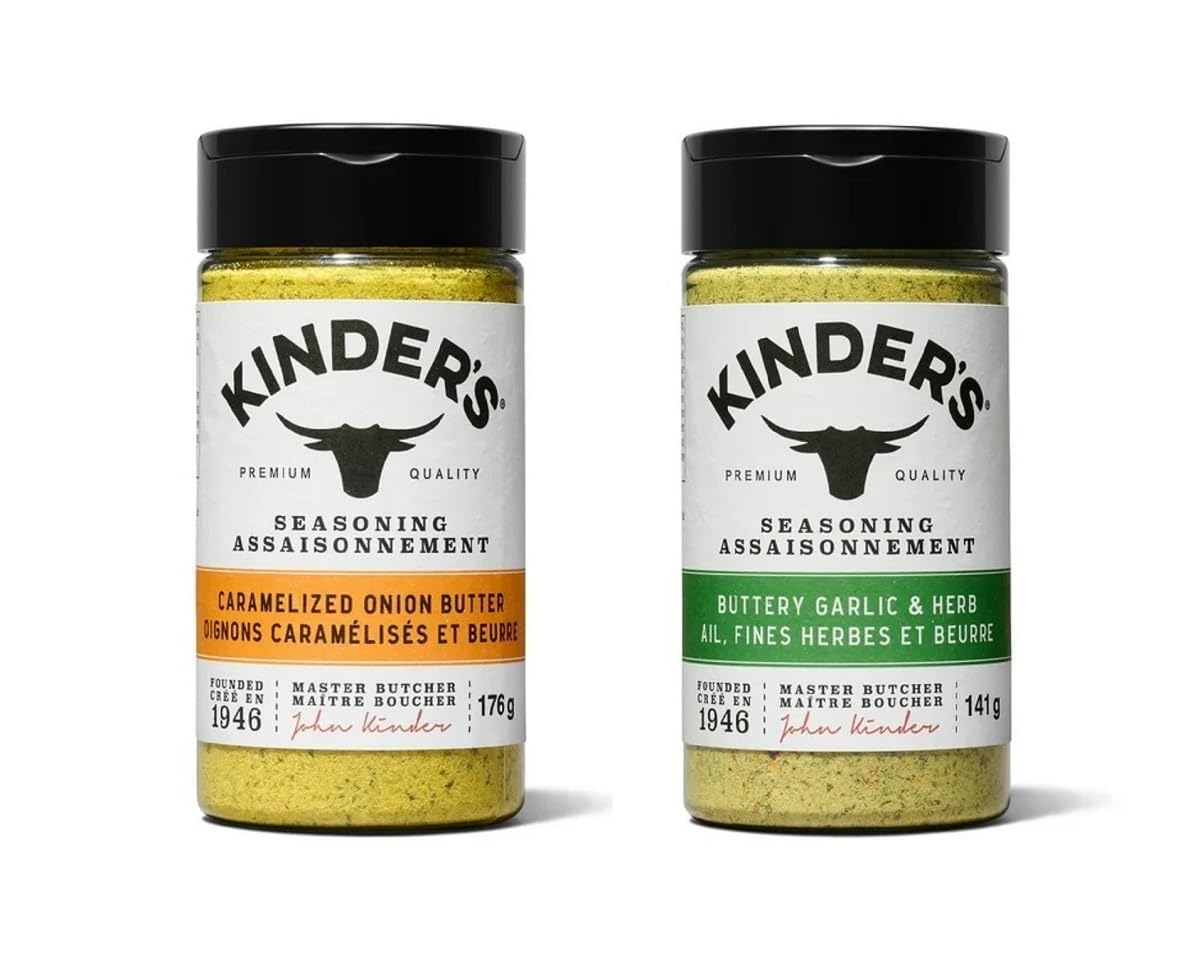 Caramelized Onion & Garlic Herb Butter Seasoning Set – Gourmet Spice Blend Duo – 2-Pack (176g + 141g)