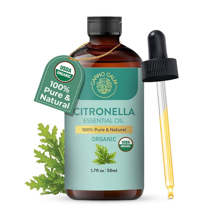 Carno Calm Organic Citronella Essential Oil | 100% Pure Natural Citronella Oil | For Scalp and Hair | Ideal for Both men and women | 1.7 fl oz