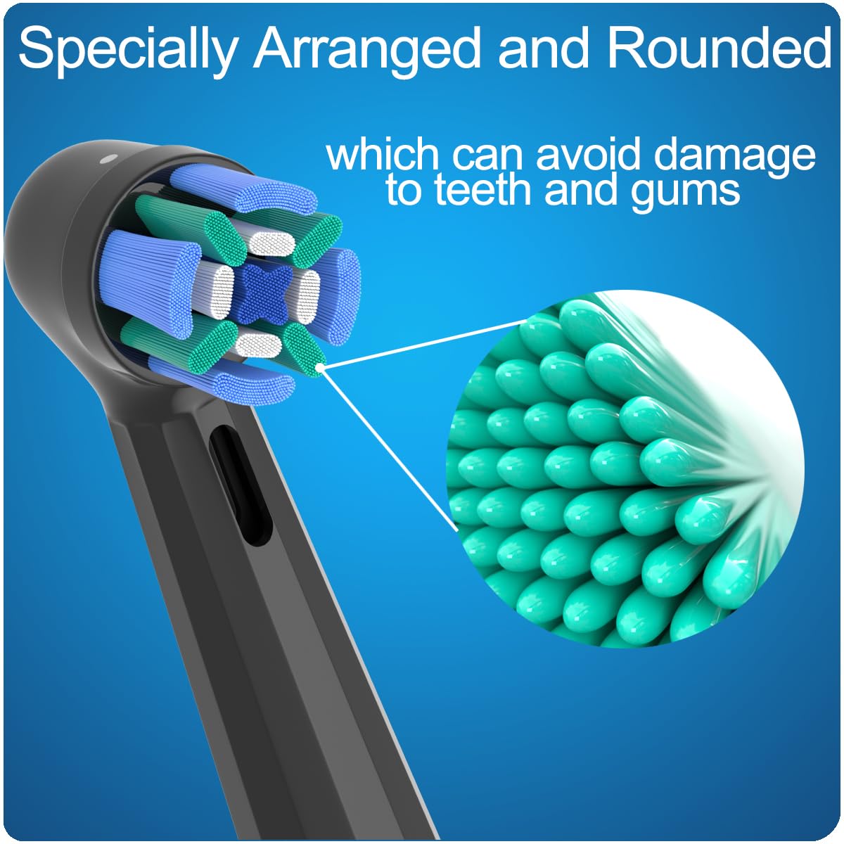 8 Pack Replacement Toothbrush Heads Compatible with Oral B iO, Brush Heads for Oral-B iO 2/3/4/5/6/7/8/9/10/7G Series, with Covers, Black - Available at All In One Marketplace Canada