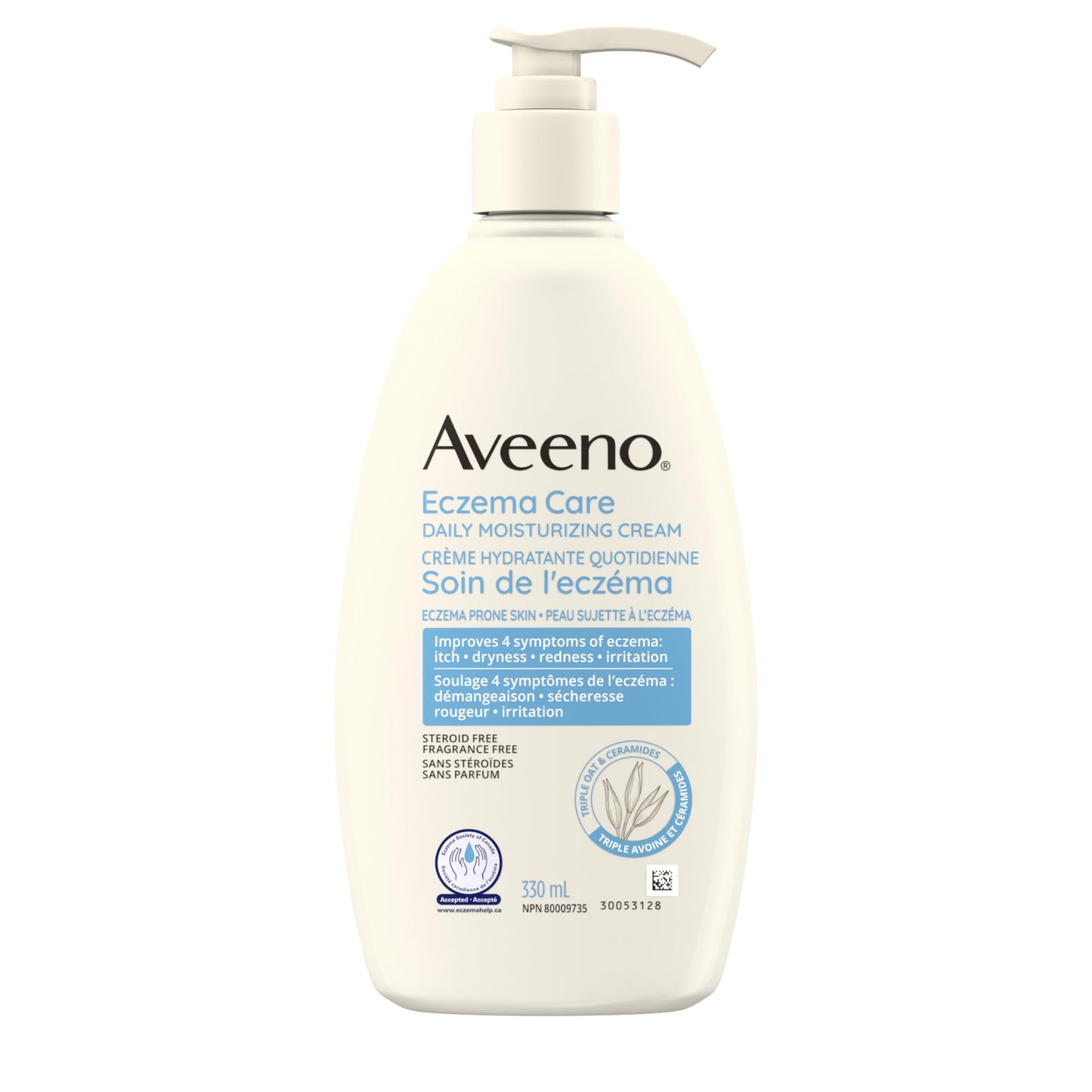 Aveeno Eczema Care Daily Moisturizing Cream, Dry Skin Moisturizer, Itchy Skin Relief, Eczema prone Skin, Fragrance Free, 330 mL - Available at All In One Marketplace Canada