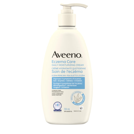 Aveeno Eczema Care Daily Moisturizing Cream, Dry Skin Moisturizer, Itchy Skin Relief, Eczema prone Skin, Fragrance Free, 330 mL - Available at All In One Marketplace Canada