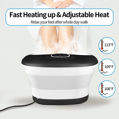 Collapsible Foot Spa Bath with Heat, Remote Control, Temperature Control, Bubbles, Pumice Stone, Red Light, Timer, 16 Massage Roller Pedicure Foot Spa Tub Foot Soaker for Soothe & Relax Tired Feet - Available at All In One Marketplace Canada