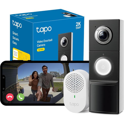TP-Link Tapo Smart Video Doorbell Camera with Chime, Battery or Wired, 2K 5MP Color Night Vison, No Monthly Fee, 180° Ultra-Wide Head-to-Toe View, Free AI Detection, Cloud & Local Storage (Tapo D235) 🍁 All In One Marketplace Canada
