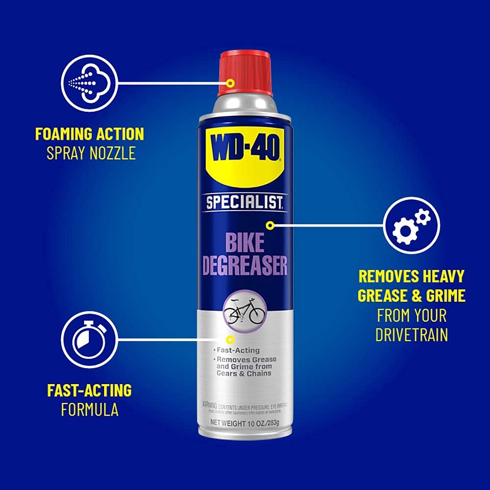 WD-40 Specialist Bike | Foaming Cleaner and Degreaser | Safe for all finishes, components; deeply penetrates to quickly remove stubborn grease and grime from bike chains, 283g | 3006 | Single Can - Available at All In One Marketplace Canada