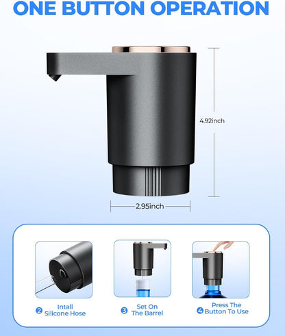 Water Dispenser Pump Water Pump for 5 Gallon Bottles, USB Rechargeable Water Bottle Pump, Portable Water Jug Dispenser for Home, Kitchen, Office, Camping