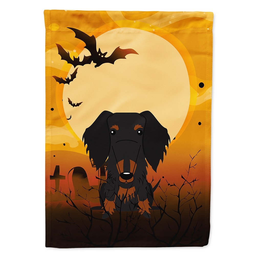 Drapeau de maison en toile Caroline's Treasures BB4393CHF, motif teckel à poil dur Halloween, noir et feu, grande taille, multicolore