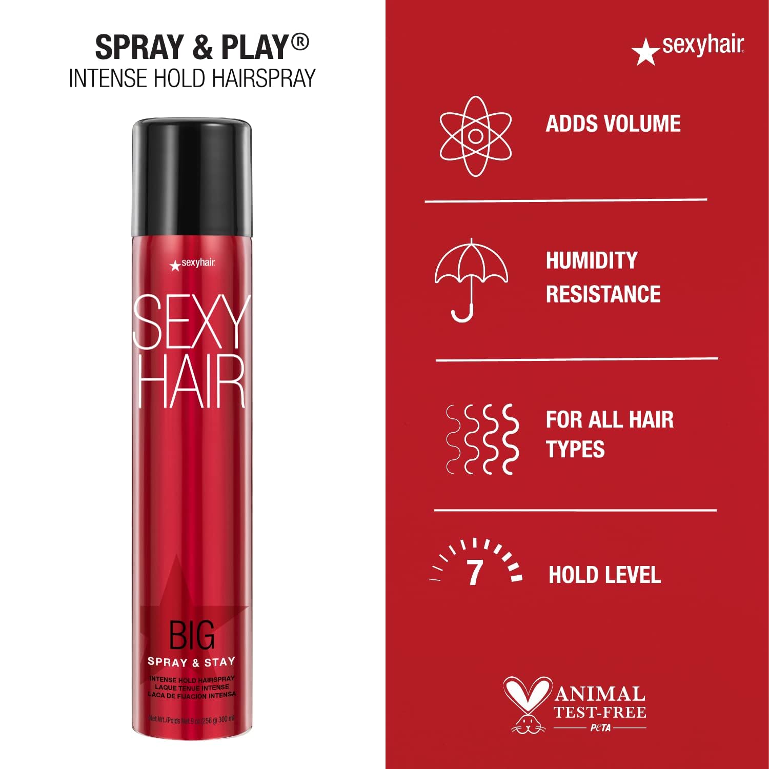 SexyHair Big Spray & Play Volumizing Hairspray, 10 Oz | Hold and Shine | Up to 72 Hour Humidity Resistance | All Hair Types - Available at All In One Marketplace Canada