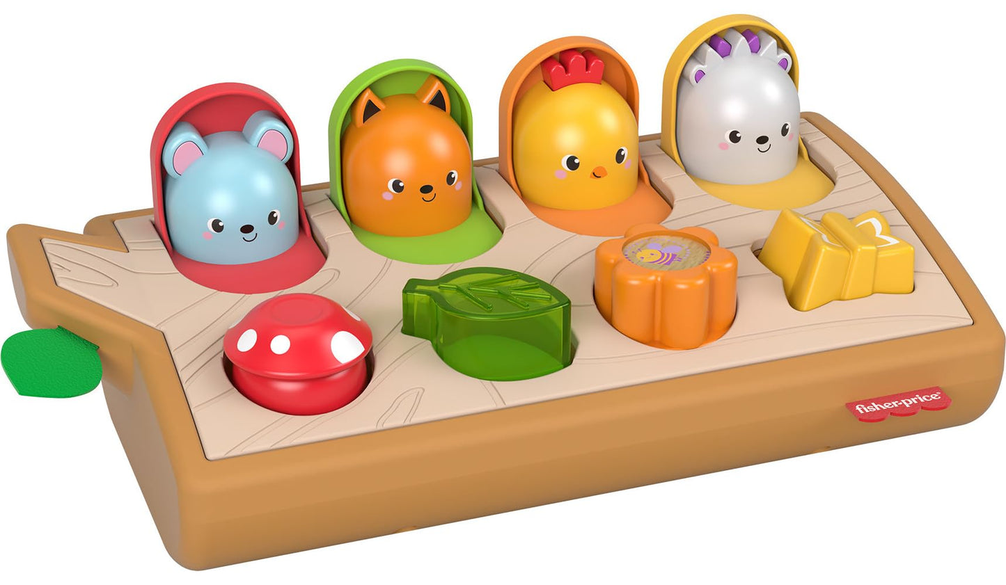 Fisher-Price Baby Toy Hide & Peek Pop-Up Animal-Themed Sensory Activity with Wood Accents & Sounds for Ages 9+ Months Fisher-Price