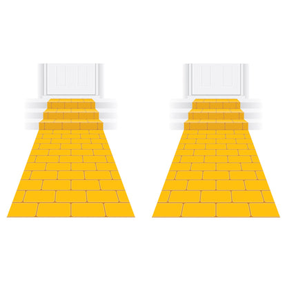 Chemin de sol décoratif en deux pièces briques jaunes Beistle pour thème princesse, décorations de fête de cosplay d'Halloween