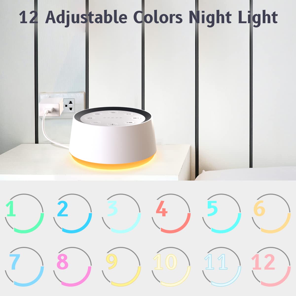 BrownNoise Sound Machine with 30 Soothing Sounds 12 Colors Night Light White Noise Machine for Adults Baby Kids Sleep Machines with Memory Function 36 Volume Levels 5 Timers for Home Office Travel