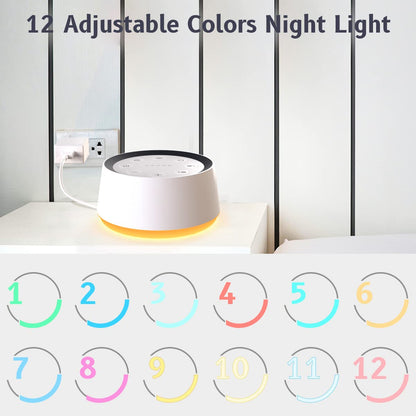 BrownNoise Sound Machine with 30 Soothing Sounds 12 Colors Night Light White Noise Machine for Adults Baby Kids Sleep Machines with Memory Function 36 Volume Levels 5 Timers for Home Office Travel