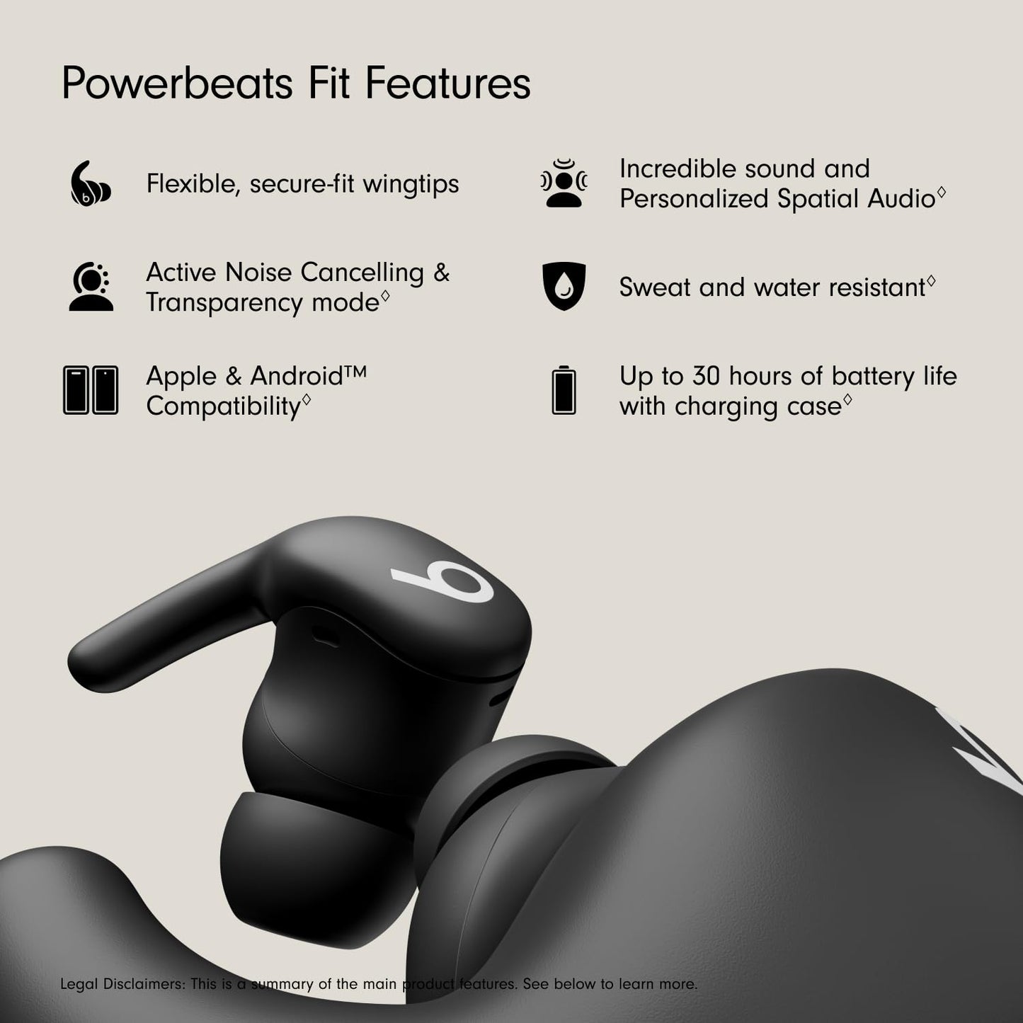 Beats - Powerbeats Fit - Wireless Noise-Cancelling Workout Earbuds with Ultimate Secure Fit, IPX4, Up to 30H of Battery Life & Charging case, Compatible with Apple & Android - Jet Black Beats