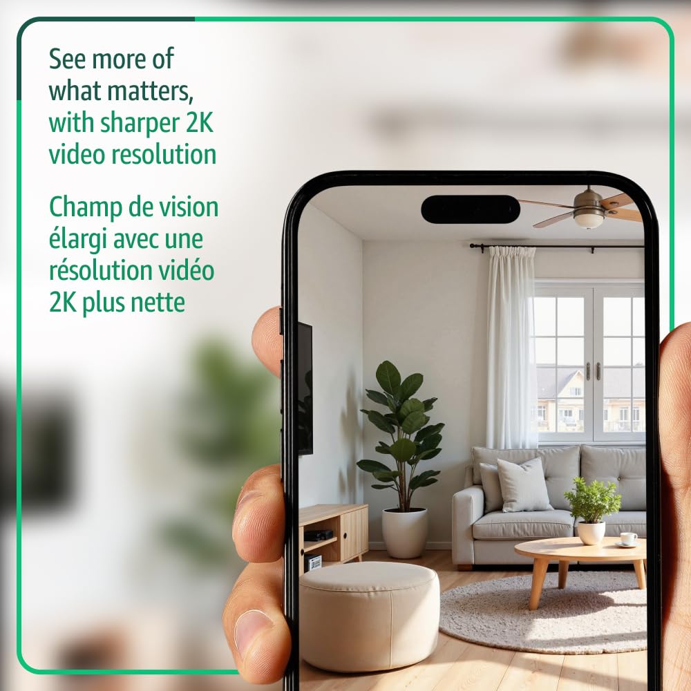 Blink Mini 2K+ (newest model) – Plug-in Home & Pet Security Camera with 2K video resolution, colour night vision, enhanced audio, motion detection – 1 camera (White)