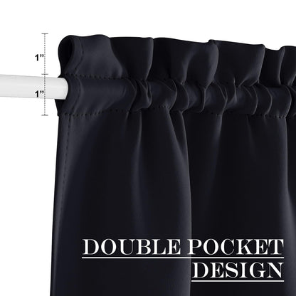 Rideaux occultants pour porte-fenêtre NICETOWN, rideaux d'Halloween pour obscurcir la pièce pour porte-fenêtre/porte vitrée, rideaux de porte fonctionnels à isolation thermique avec passe-tringle, 54 x 80 pouces, noir, 1 pièce