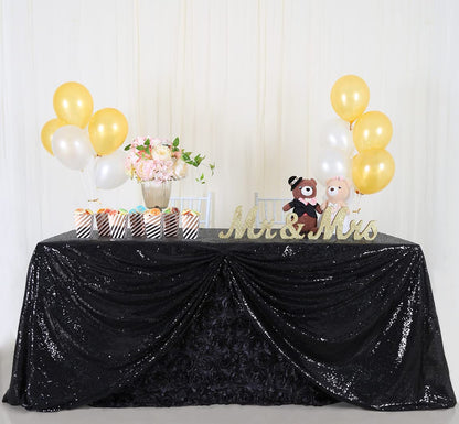 Nappe à paillettes noires B-COOL pour Halloween, chemin de table scintillant rectangulaire de 50x80 pouces pour décorations de table de mariage, anniversaire et bal de fin d'année