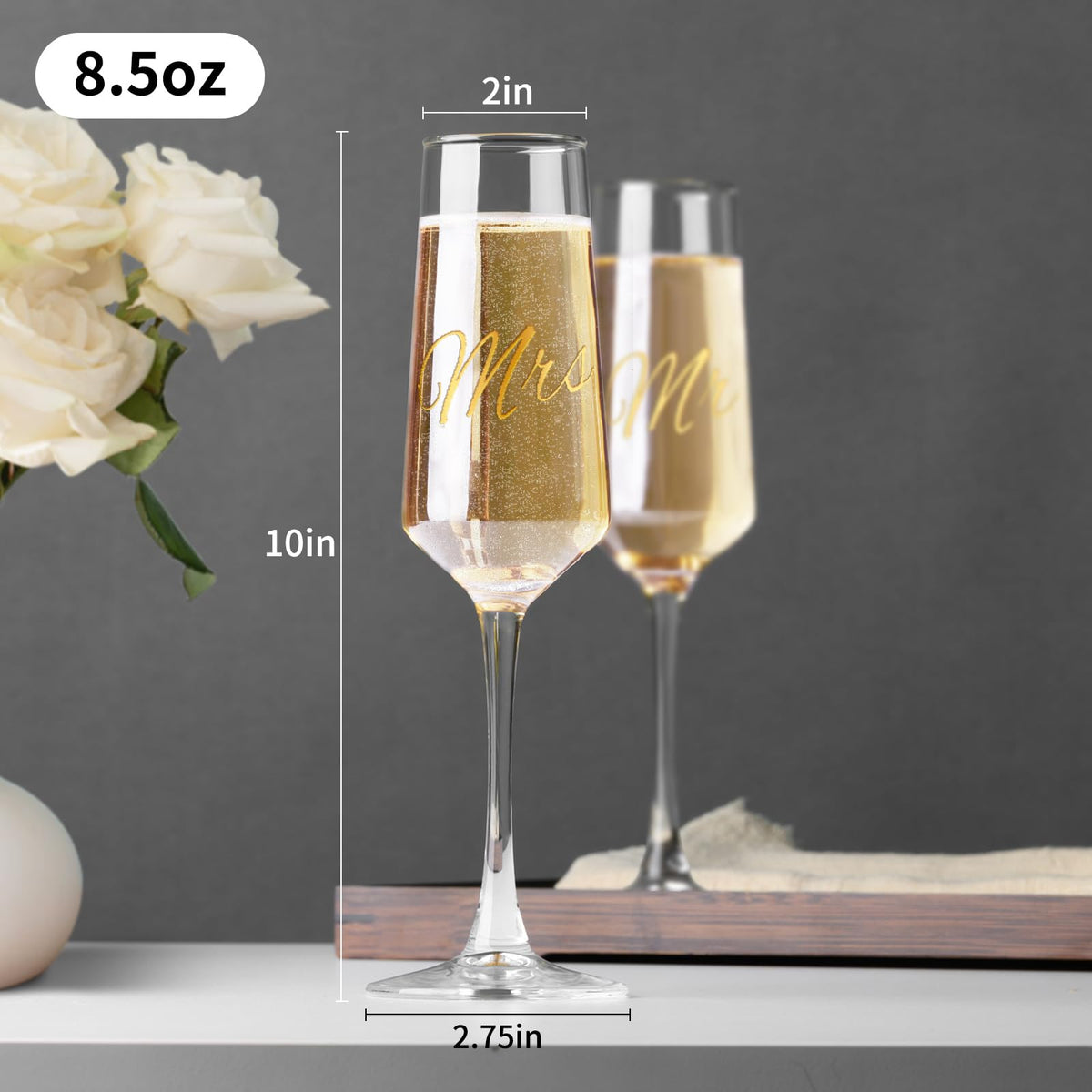 PARACITY Champagne Flutes 8.5OZ/250NL, Crystal Champagne Glasses Set of 2 🍁 All In One Marketplace Canada