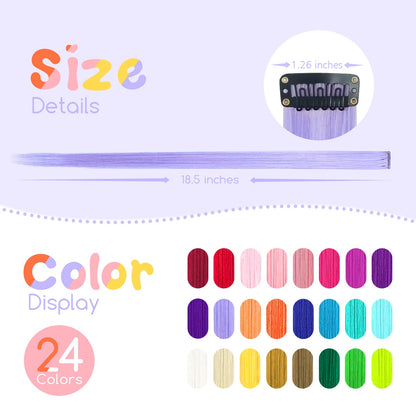 Dreamlover Coloured Hair Extensions for Kids, 24 Raibow Colours, 24 Pieces 🍁 All In One Marketplace Canada