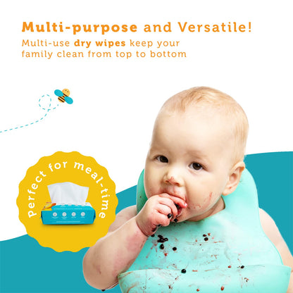 Whoopsie Wipes – The Original 100% Pure Cotton Dry Baby Wipes – Ultra Soft, Unscented, Chemical-Free Wipes for Sensitive Skin – Use Dry or Add Water for Wet Wipes – 12 Packs (1200 Count)