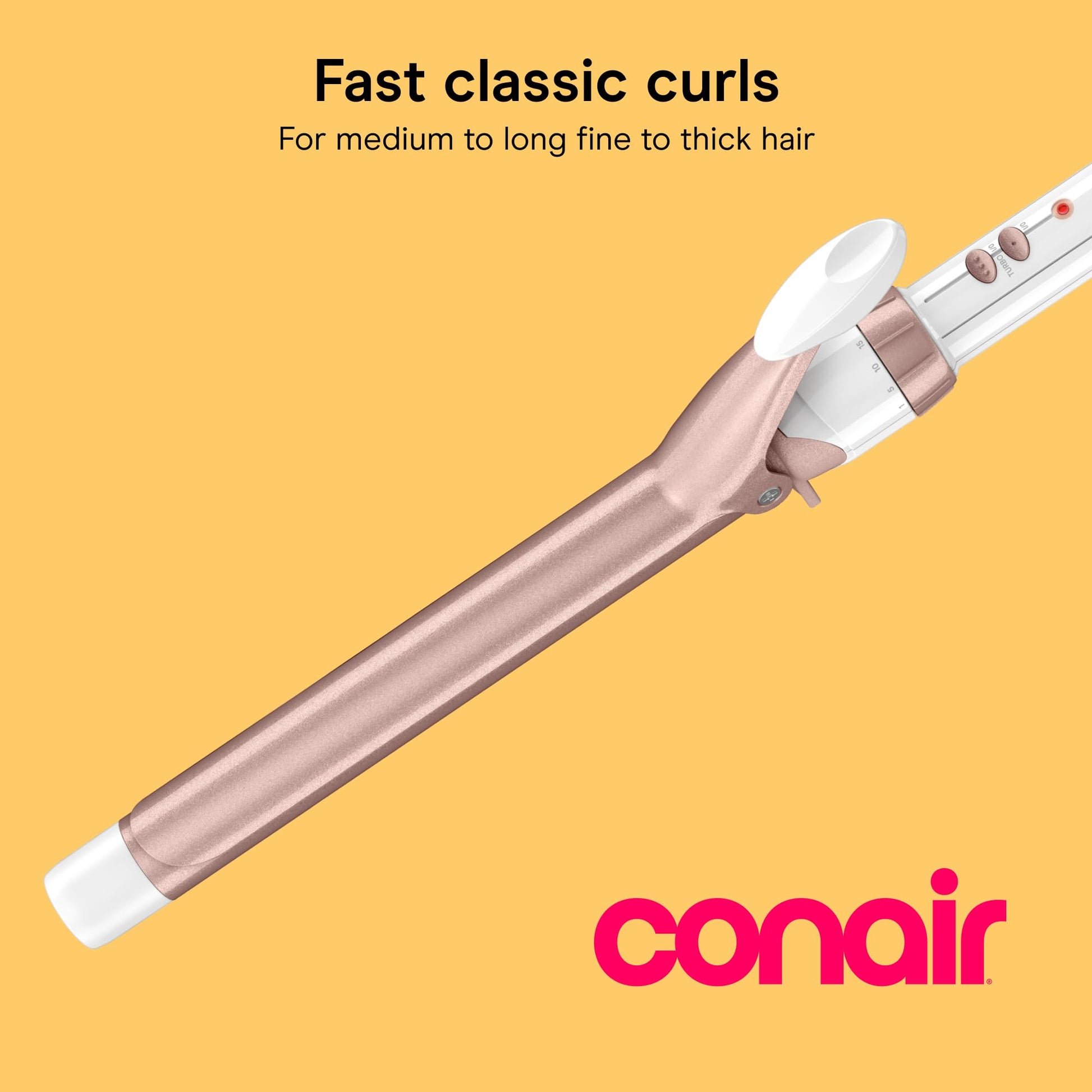 Conair Double Ceramic Long Barrel 1-Inch Curling Iron, 1.0" Barrel Produces Classic Curls – for use on Medium and Long Hair, Hair Curler
