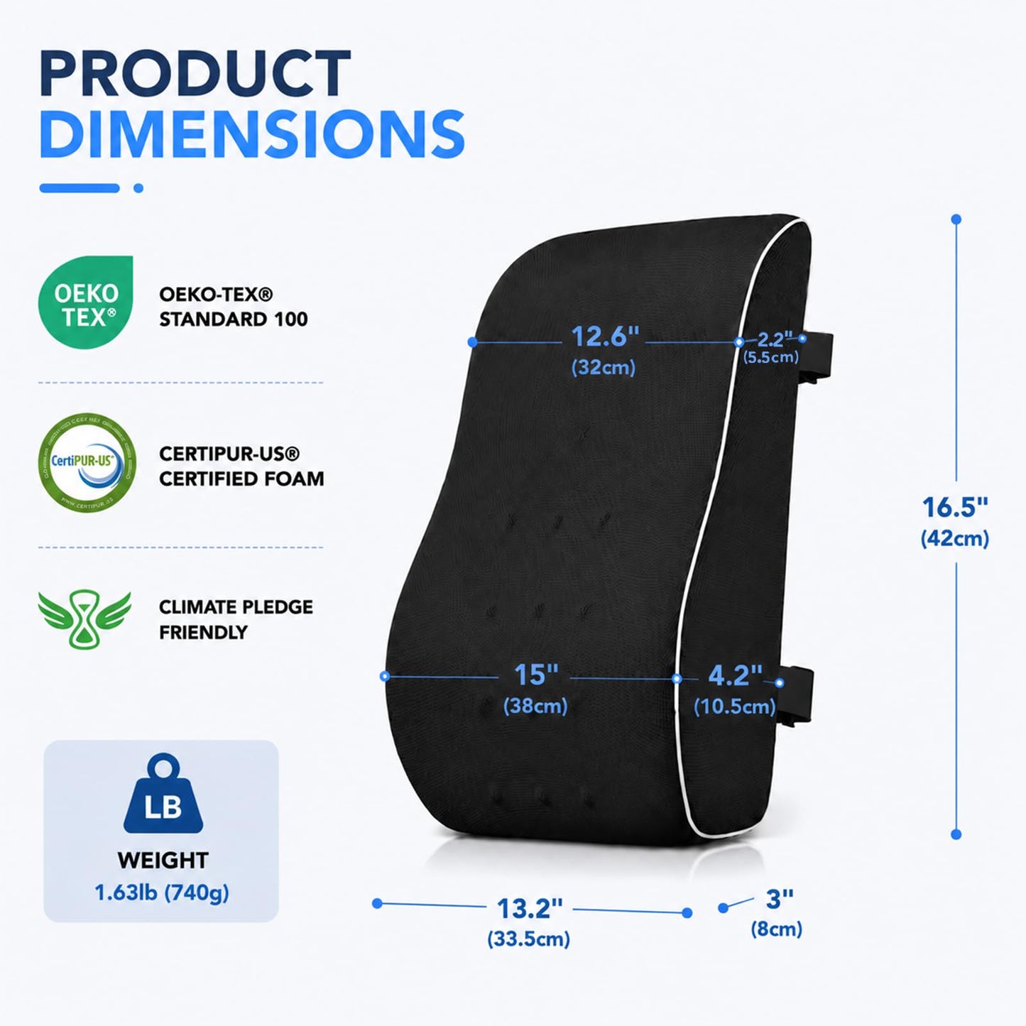 QUTOOL Lumbar Support Pillow for Office Chair, High-Density Memory Foam Back Cushion with Dual Adjustable Straps, Breathable 3D Mesh Cover, Ergonomic Back Support for Everyday Sitting - Available at All In One Marketplace Canada
