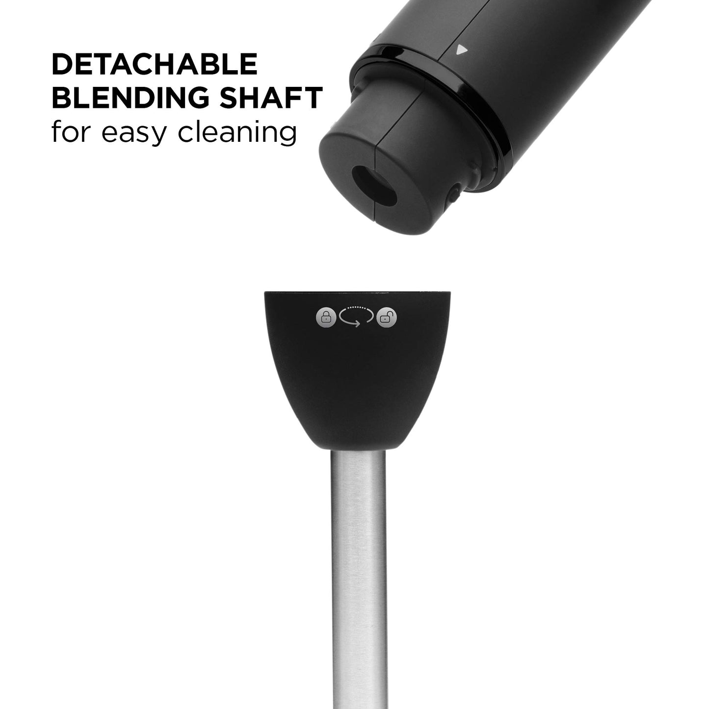 Chefman Immersion Blender, 300W Hand Blender with Stainless Steel Blades, Powerful Electric Ice Crushing 2-speed Control Handheld Food Mixer, Purées, Smoothies, Shakes, Sauces & Soups, Black Chefman