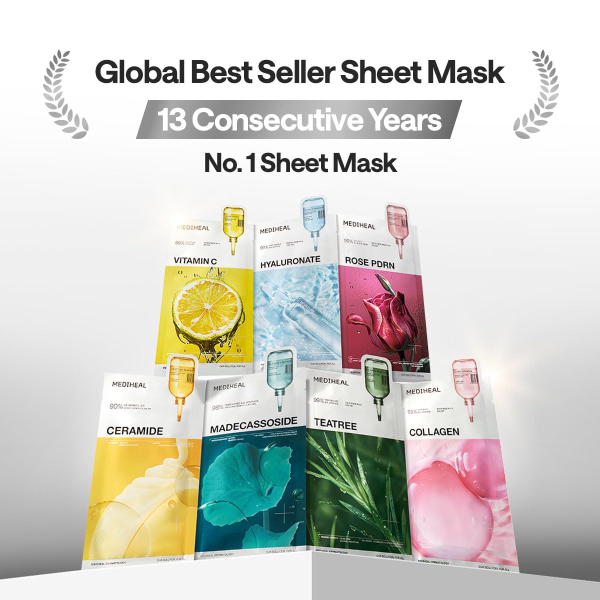 MEDIHEAL Ceramide Essential Face Mask - Moisturizing, Barrier Repair with Panthenol & Adenosine for Intense Hydration for Dry & Sensitive Skin, Face Mask for Women, Vegan, Korean Skincare (10 Sheets)