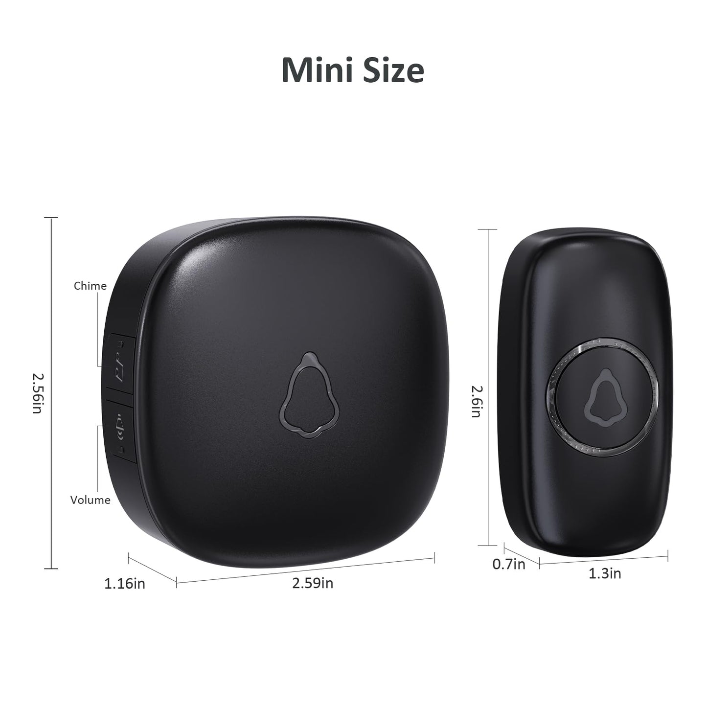 SECRUI Wireless Doorbell, Easy Installation, Adjustable Volumes, 58 Chimes, 1000Ft Operating Range, LED Indicator, Black