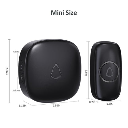 SECRUI Wireless Doorbell, Easy Installation, Adjustable Volumes, 58 Chimes, 1000Ft Operating Range, LED Indicator, Black