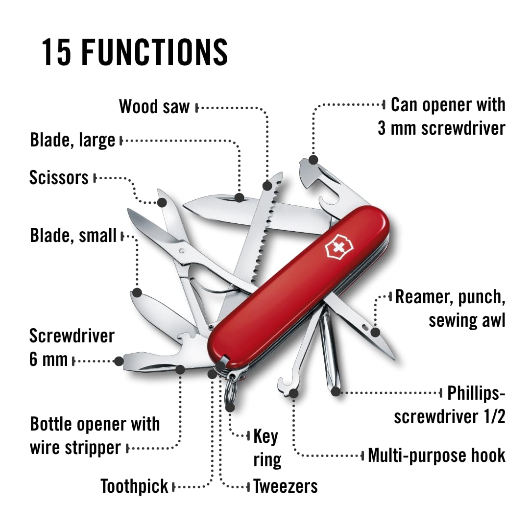 Victorinox Fieldmaster 15 Function Swiss Army Pocket Knife, Red Victorinox