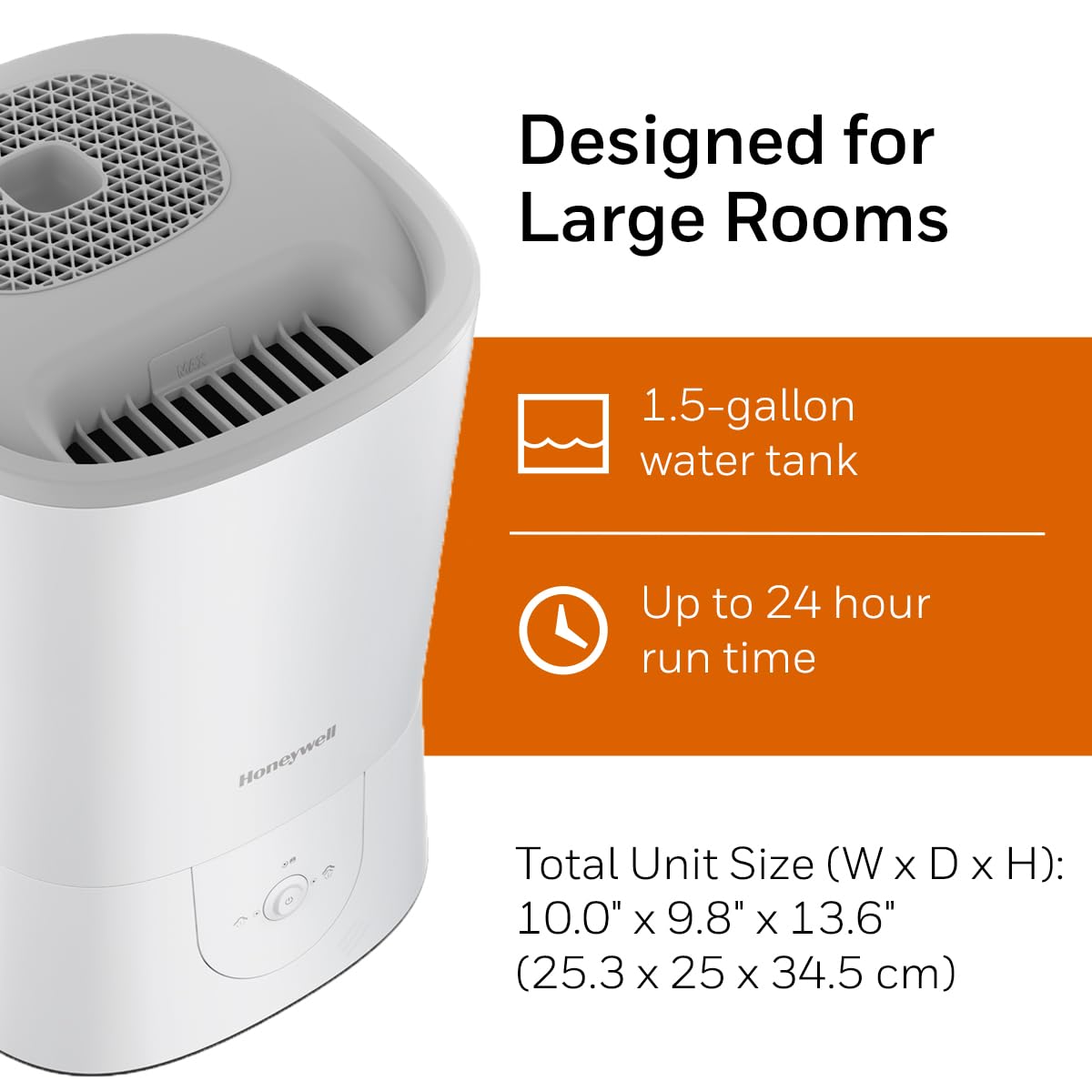 Honeywell HWM440WC Top Fill Easy to Care Warm Mist Humidifier, White, with Essential Oil Cup, Auto Shut-off, Warm Visible Mist, Large Room