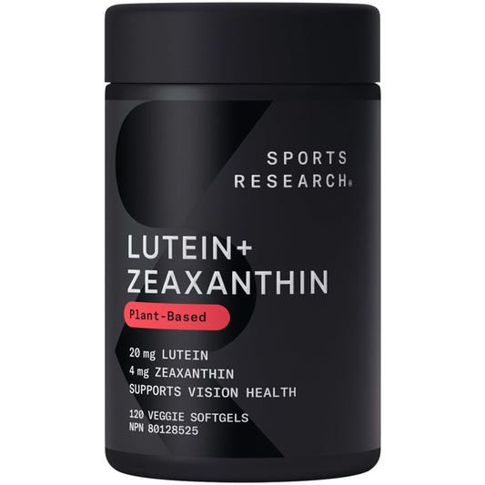 Sports Research® Vegan Lutein + Zeaxanthin (20mg) with Organic Coconut Oil for Better Absorption - Supports Vision & Eye Health - Vegan Certified & Non-GMO Verified (120 Softgels) - Available at All In One Marketplace Canada