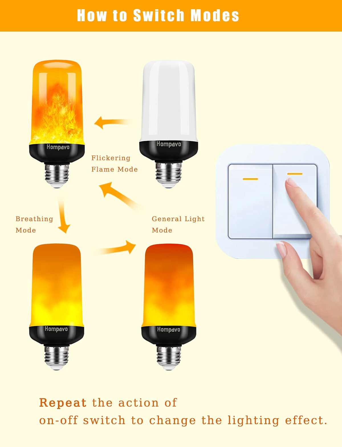 【Upgraded】 Hompavo LED Flame Light Bulb, 4 Modes Flickering Light Bulbs with Upside Down Effect, E26/E27 Base Flame Bulb for Halloween, Christmas, Party, Indoor and Outdoor Home Decoration (4 Pack) 🍁 All In One Marketplace Canada