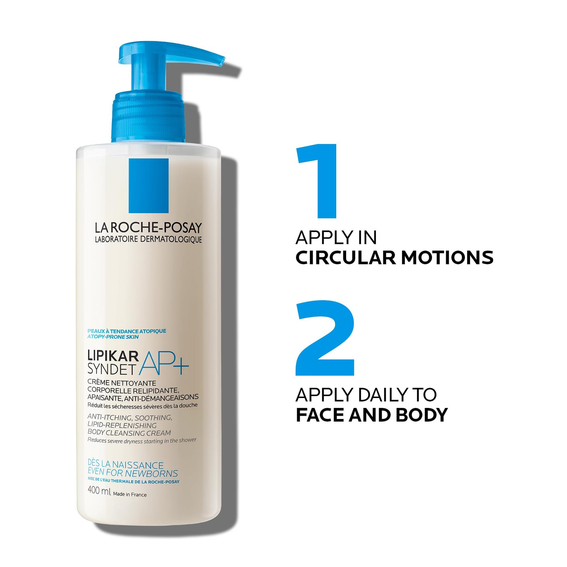 La Roche-Posay Body Wash, Lipikar Syndet AP+ Anti-Itch Body Wash For Eczema-prone Skin with Shea Butter & Niacinamide, Fragrance Free, Suitable for Sensitive Skin, 400ml - Available at All In One Marketplace Canada