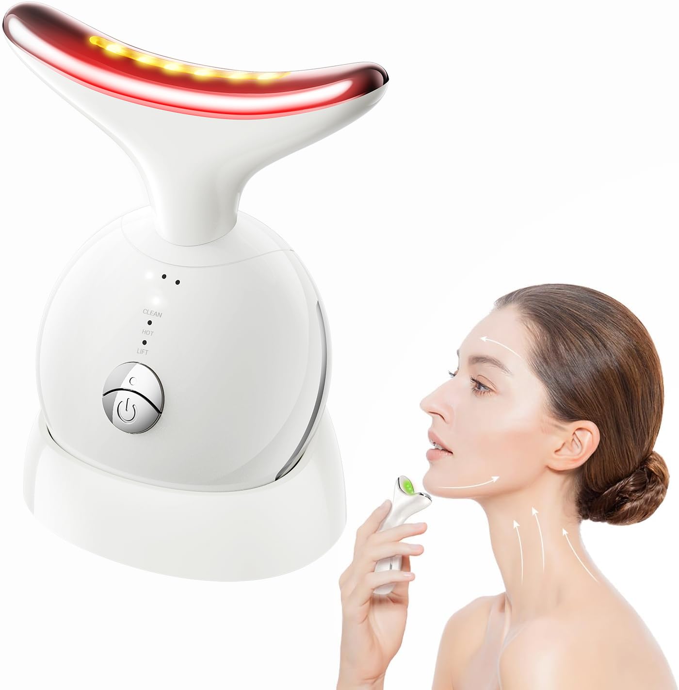 Red Light Therapy Device, 7 in 1 Neck and Face Massager, Portable Facial Massager, face massager for skin tightening and Face Lifting Device Beige - Available at All In One Marketplace Canada
