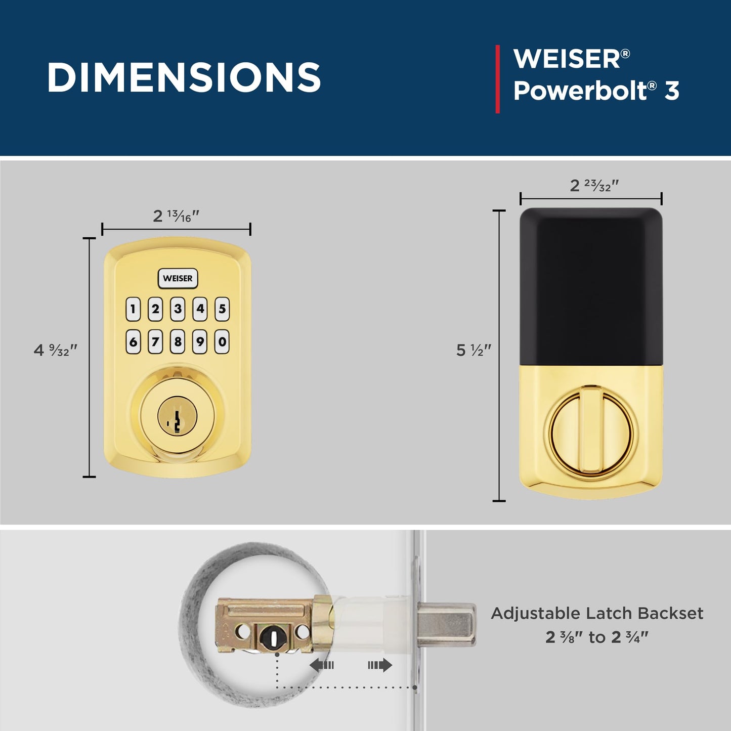 Weiser Powerbolt 3 Polished Brass Keyless Entry Door Lock/Deadbolt Lock, 10-Button Keypad Door Lock with Auto Lock and 12-Month Battery Life, Electronic Door Locks for Front Door, Home Décor 🍁 All In One Marketplace Canada
