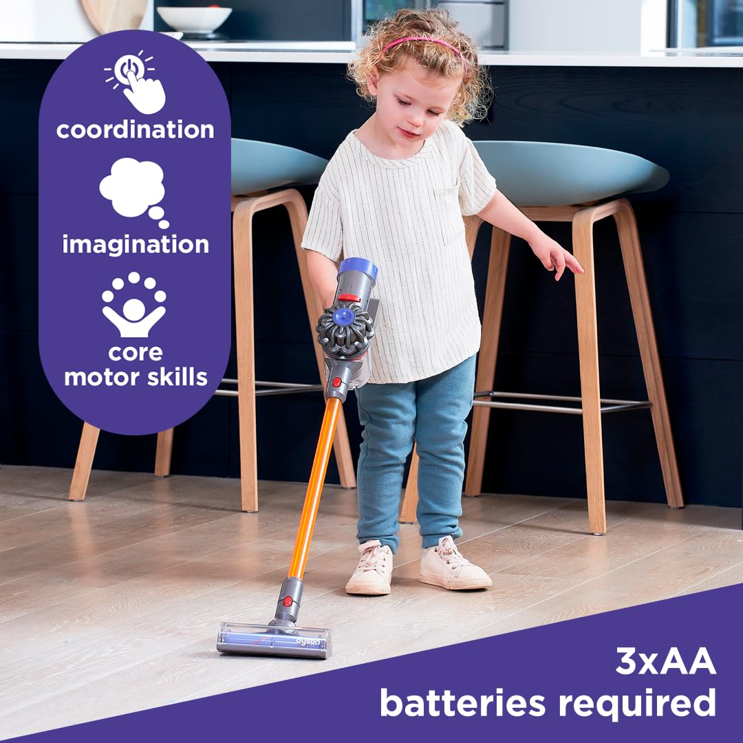 Casdon Dyson Cordless Vacuum Interactive & Officially Licensed Toy Dyson Vacuum for Children Aged 3+ Realistic Role-Play Fun, Purple Casdon