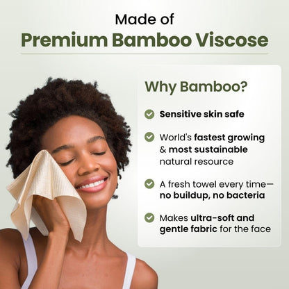 Clean Skin Club Bamboo Viscose Clean Towels® XL 100% USDA Biobased Face Towel, Disposable Face Towelette, Makeup Remover Dry Wipes, Ultra Soft, 50 Ct, 1 Pack - Available at All In One Marketplace Canada
