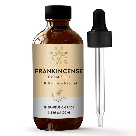 AVD Organics Frankincense Essential Oil 100ml | 100% Pure & Natural Frankincense Oil for Face, Hair | Woody & Earthy Aroma for Diffusers, Soaps & Candles | 3.38 fl. oz