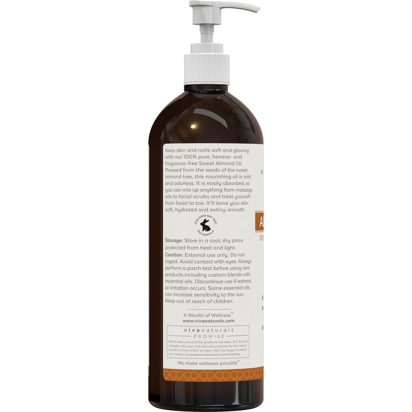 Viva Naturals Sweet Almond Oil – Almond Oil for Skin, Hair & Face, Body Oil After Shower, Body Oil for Dry Skin, Carrier Oil for Essential Oils & Almond Hair Oil, 16 fl oz - Available at All In One Marketplace Canada