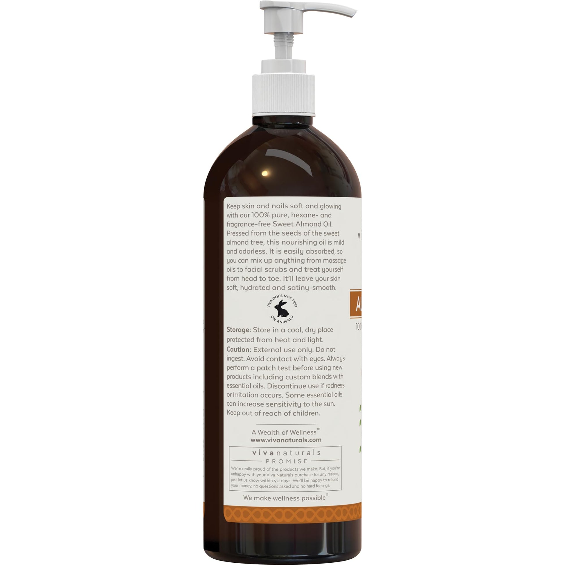 Viva Naturals Sweet Almond Oil – Almond Oil for Skin, Hair & Face, Body Oil After Shower, Body Oil for Dry Skin, Carrier Oil for Essential Oils & Almond Hair Oil, 16 fl oz - Available at All In One Marketplace Canada