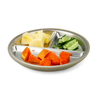 PandaEar 3 Pack Stainless Steel Baby Plates with Suction, Divided Toddler Plate for Baby Led Weaning Supplies, Non-Slip Suction Plates Baby Feeding Set, Dishwasher Safe (Blue/Green/Brown) - Available at All In One Marketplace Canada