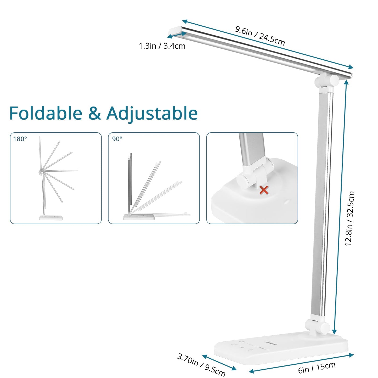 Semlos Desk Lamp, Dimmable LED Table Lamp with 25 Lighting Modes, Eye-Caring Touch Control Desk Light, 45 Min Auto Timer & Memory, White - Available at All In One Marketplace Canada