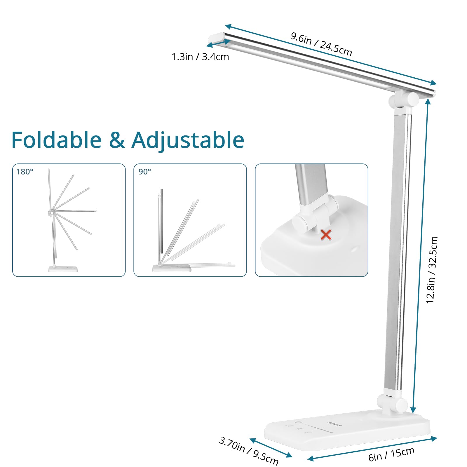 Semlos Desk Lamp, Dimmable LED Table Lamp with 25 Lighting Modes, Eye-Caring Touch Control Desk Light, 45 Min Auto Timer & Memory, White - Available at All In One Marketplace Canada
