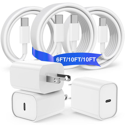 USB C Charger for iPhone 17 16 15,10FT USB C Cable and USB C Fast Charger Blcok for iPhone 17 16 Pro Max/17Air/17E/16E/16 Plus, iPhone 17 16 Fast Charging Cable iPad Pro 12.9/11 in,iPad -White