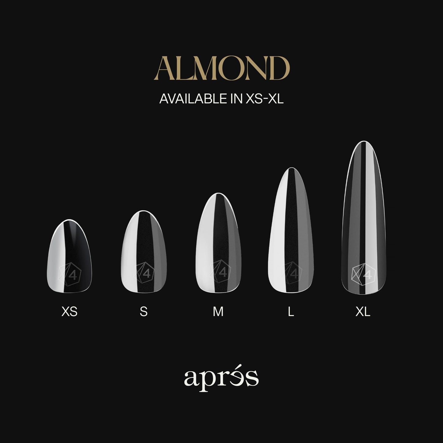 APRÉS Gel-X® Almond Box of Nail Tips | 280 Soft Gel Nail Tips, 14 Sizes 00-9 | Half-sizes Included (Natural Almond Medium, 280 Count)