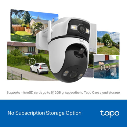 Tapo Outdoor Dual-Lens Wi-Fi Security Camera, 2K 3MP Pan/Tilt, AI Detection, 165° Wide-Angle + Telephoto Lens, Night Vision, 2-Way Audio, Ethernet Support, Works with Alexa & Google Home (Tapo C545D)