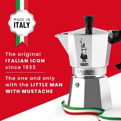 BIALETTI Moka Express 6-Cup Aluminum Stovetop Espresso Maker, Silver - Available at All In One Marketplace Canada