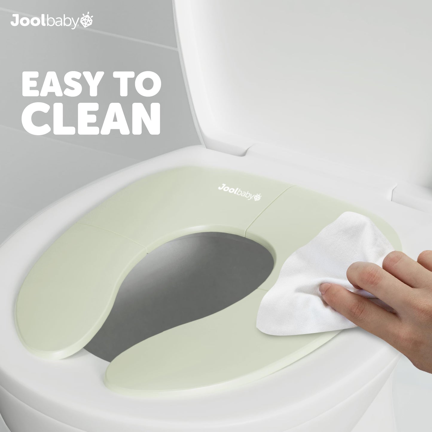 Jool Baby Folding Travel Potty Training Seat for Toddlers, Fits Round & Oval Toilets, Non-Slip Suction Cups, Includes Free Travel Bag (Sage)