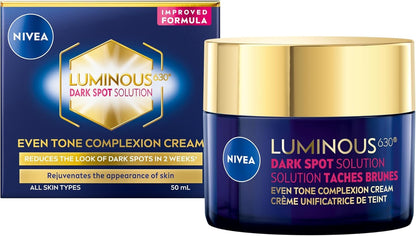 NIVEA LUMINOUS630 Dark Spot Solution Even Tone Face Cream for All Skin Types, Dark Spot Cream for Face Reduces Appearance of Dark Spots, Hyaluronic Acid Moisturizer, Dermatological Skin Care, 50mL NIVEA