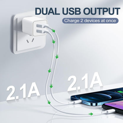 USB Charger Block, 2 Pack Dual Port USB Wall Plug 2.1A Power Adapter Charging Block for Phone 14 13 12 11 Pro Max SE XS XR X 8 7 6 Plus, Pad, Galaxy, Tablet, Android Phone - Available at All In One Marketplace Canada